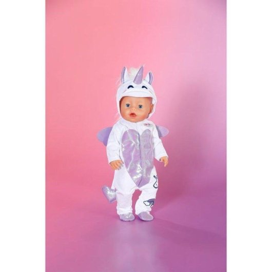 Tutù Unicorno BABY born 43cm con cappuccio, ali e cerniera frontale multicolore