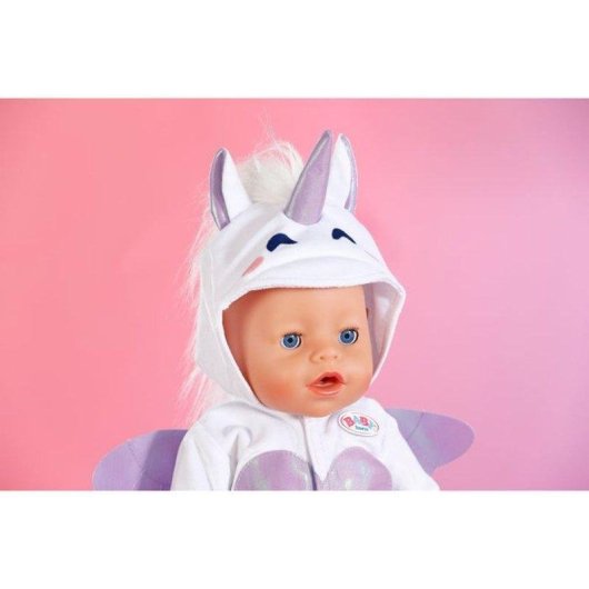 Tutù Unicorno BABY born 43cm con cappuccio, ali e cerniera frontale multicolore