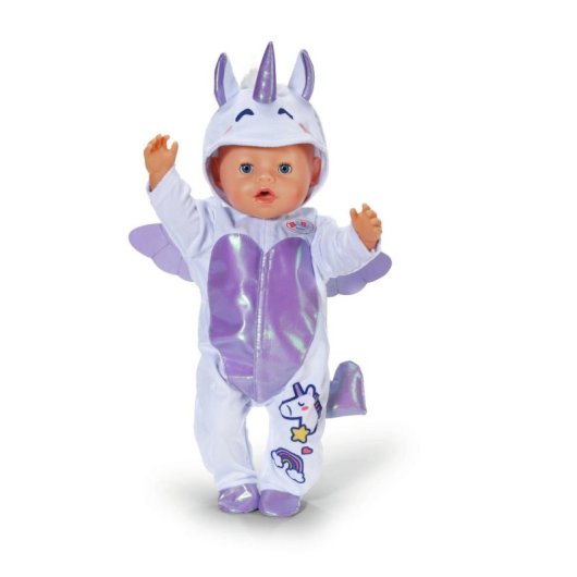 Tutù Unicorno BABY born 43cm con cappuccio, ali e cerniera frontale multicolore