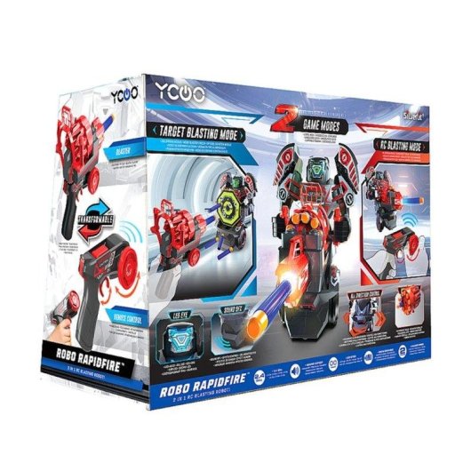Robot de acción Silverlit Rapidfire 2 en 1 teledirigido con bláster y dardos de espuma