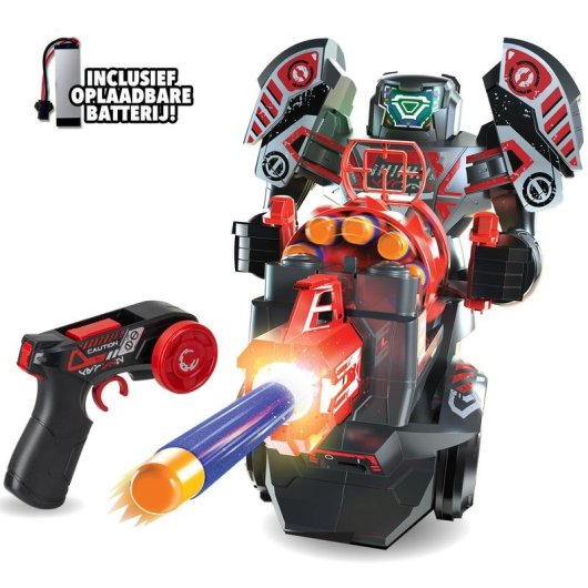 Robot de acción Silverlit Rapidfire 2 en 1 teledirigido con bláster y dardos de espuma