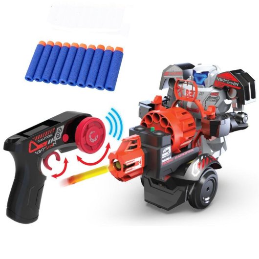 Robot de acción Silverlit Rapidfire 2 en 1 teledirigido con bláster y dardos de espuma