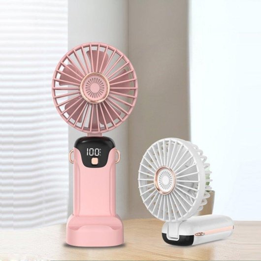 Mini Ventilador de Mano Dam Electronics 2,5W 5 Velocidades Aromaterapia Batería Recargable Pantalla LED