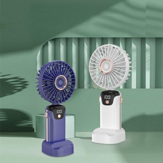 Mini Ventilador de Mano Dam Electronics 2,5W 5 Velocidades Aromaterapia Batería Recargable Pantalla LED