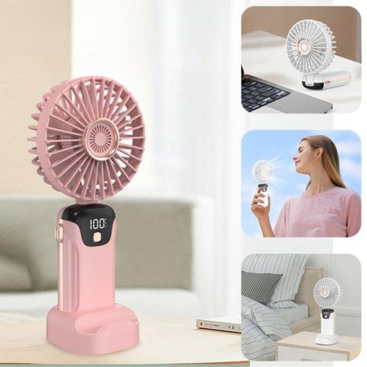 Mini Ventilador de Mano Dam Electronics 2,5W 5 Velocidades Aromaterapia Batería Recargable Pantalla LED