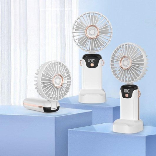 Mini Ventilador de Mano Dam Electronics 2,5W 5 Velocidades Aromaterapia Batería Recargable Pantalla LED