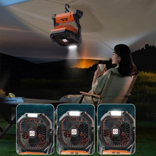 Mini Ventilador Dam Electronics P50 15W 4 Velocidades Motor Sin Escobillas LED Powerbank 7800mAh Ángulo Ajustable