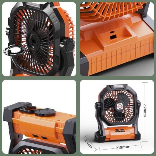 Mini Ventilador Dam Electronics P50 15W 4 Velocidades Motor Sin Escobillas LED Powerbank 7800mAh Ángulo Ajustable