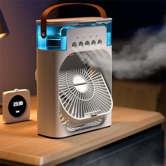 Ventoinha de Mesa Dam Electronics 5W 3 Velocidades Nebulizadora Luz RGB Depósito 600ml