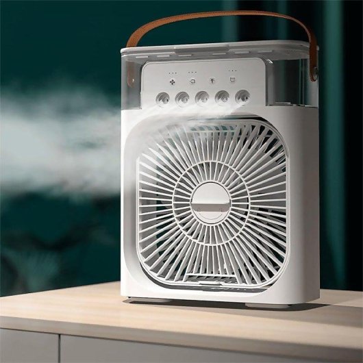 Ventoinha de Mesa Dam Electronics 5W 3 Velocidades Nebulizadora Luz RGB Depósito 600ml