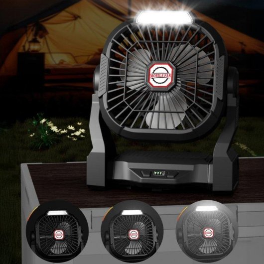 Mini Ventilador Dam Electronics P18 15W 4 Velocidades Motor DC Luz LED Powerbank 5200mAh Inalámbrico