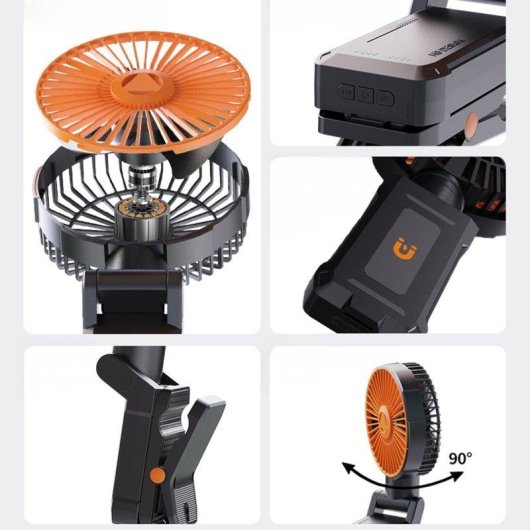 Mini Ventilateur Portable Dam Electronics A20 6W 4 Vitesses LED 5200mAh Noir