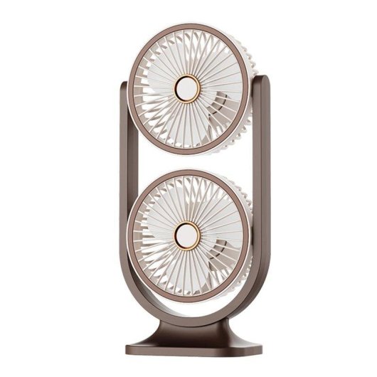 Ventoinha de Sobremesa Dupla Dam Electronics 5 Velocidades 3 Intensidades de Luz 14x9x30cm Bege