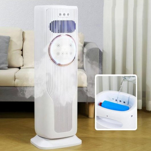 Turmventilator Ohne Flügel Dam Electronics Q8 2000W Heizen Kühlen Wassertank 1,2L Fernbedienung