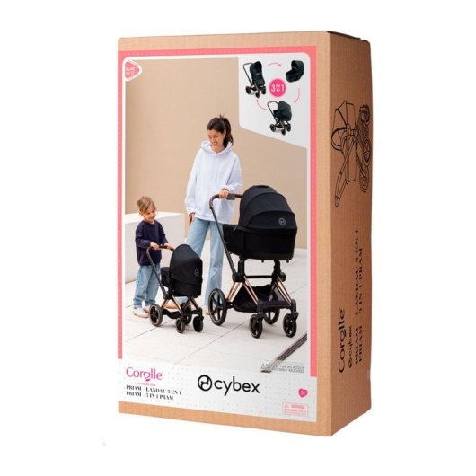 Carrinho de Bonecas 3-em-1 Corolle Cybex Priam Cinzento para Bonecas 36-42 cm