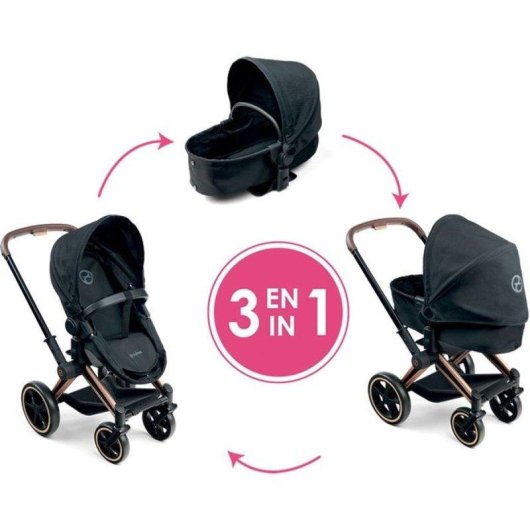 Carrinho de Bonecas 3-em-1 Corolle Cybex Priam Cinzento para Bonecas 36-42 cm