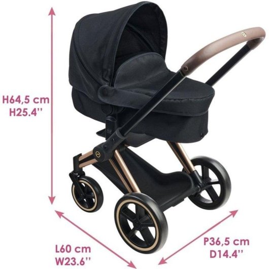 Carrinho de Bonecas 3-em-1 Corolle Cybex Priam Cinzento para Bonecas 36-42 cm