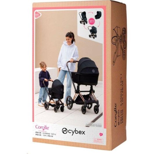 Carrinho de Bonecas 3-em-1 Corolle Cybex Priam Cinzento para Bonecas 36-42 cm