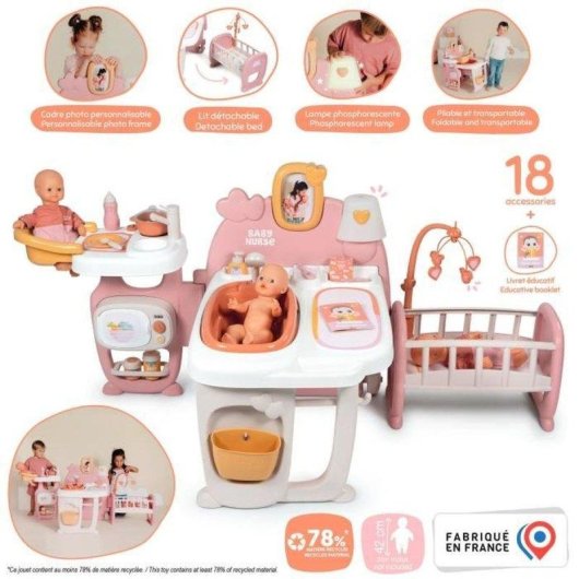 Casa de bonecas dobrável Smoby Grande Maison des Bébés 19 acessórios
