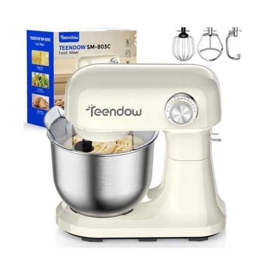 Batidor Teendow SM-B03C 12 Vitesses Bol Acier Inoxydable 5Qt Blanc
