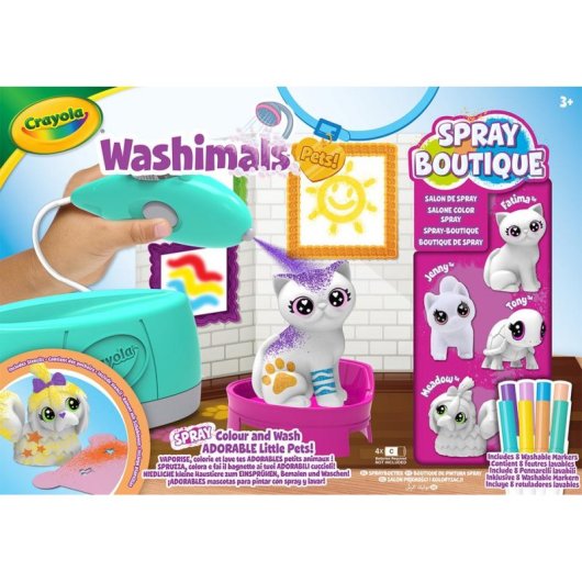 Kit de desenho Crayola Washimals para crianças com 4 figuras e 8 marcadores