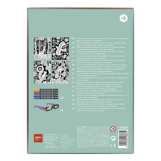 Set de colorear infantil 3D APLI Kids Coloring 3D Multicolor 5 años