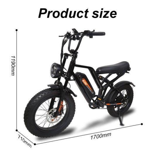 Bicicleta eléctrica JKING Fxh-009 Motor 500W Batería 48V 15.6Ah 20"x4.0" Freno de Disco Marrón