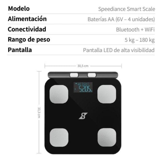 Báscula inteligente Speediance Smart Body Track Hasta 180 kg 20 Parámetros Bluetooth Multiusuario
