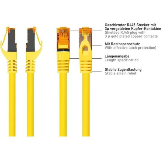 Cable de red VARIA Cat7 S/FTP 500 MHz 2m Amarillo