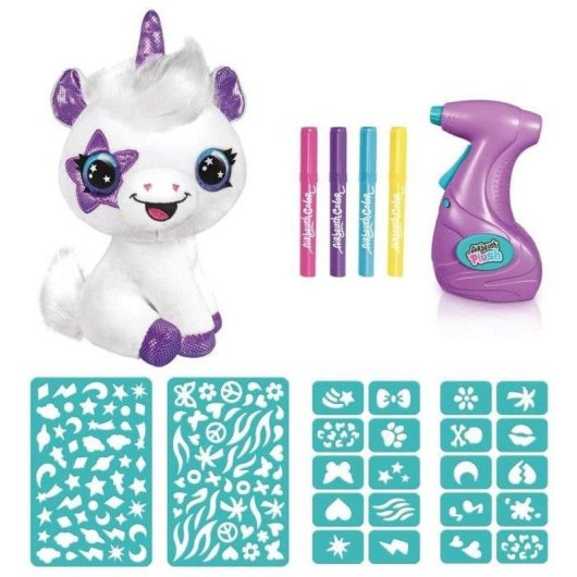 Einhorn Kuscheltier Style 4 Ever personalisierbar mit Elektro-Airbrush 120+ Schablonen 33 cm