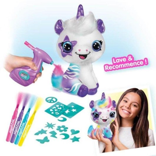 Einhorn Kuscheltier Style 4 Ever personalisierbar mit Elektro-Airbrush 120+ Schablonen 33 cm