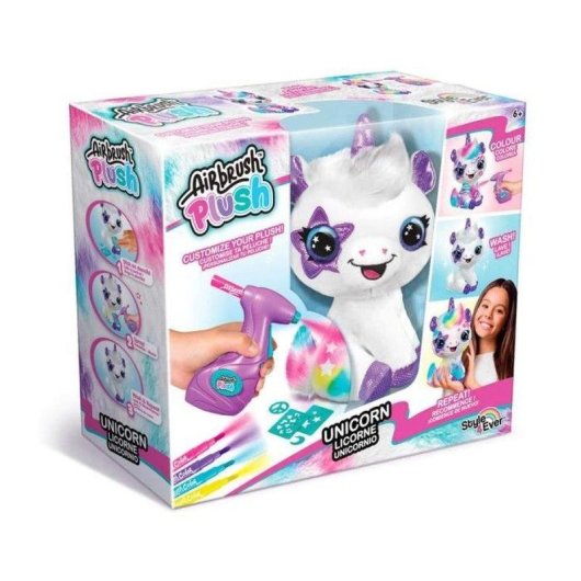 Einhorn Kuscheltier Style 4 Ever personalisierbar mit Elektro-Airbrush 120+ Schablonen 33 cm