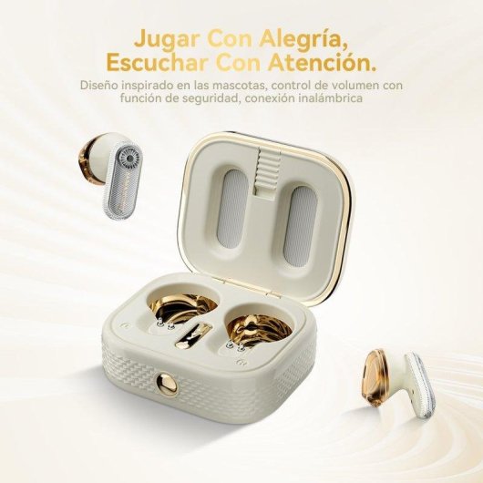 Blackview Airbuds K2 kabellose Bluetooth 6.0 Kinderkopfhörer mit Tierdesign, weiß gold