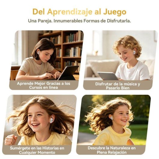 Blackview Airbuds K2 kabellose Bluetooth 6.0 Kinderkopfhörer mit Tierdesign, weiß gold