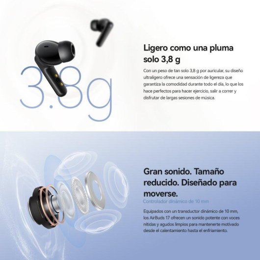 Auriculares Blackview Airbuds 17 sans fil Bluetooth 6.0 ANC ENC ergonomiques noirs