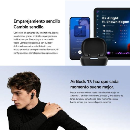 Auriculares Blackview Airbuds 17 sans fil Bluetooth 6.0 ANC ENC ergonomiques noirs