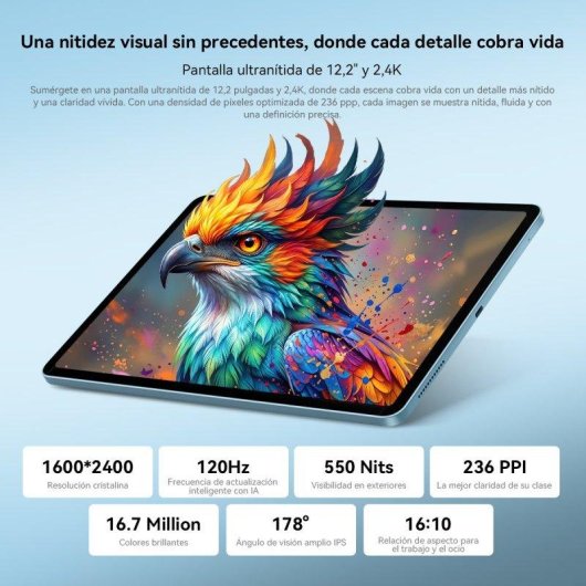 Tablet Blackview Mega 5 4G 12,2" 12GB 256GB Gris con Teclado y Stylus Pen