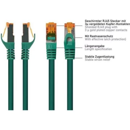 Cabo de rede Varia CAT7 S/FTP RJ45 1,5 m verde TPE