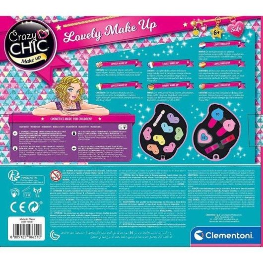 Kit de Maquiagem Sereia Clementoni Crazy Chic - 2 Paletes Cosméticos Seguros