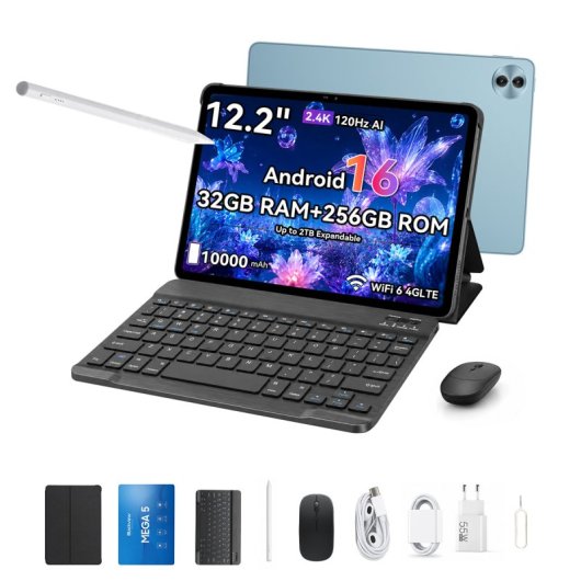 Tablet Blackview Mega 5 4G 12,2" 8GB 256GB Azul con Teclado y Stylus Pen