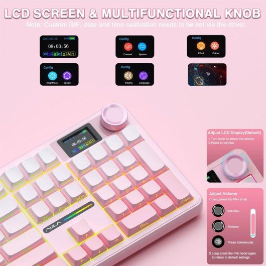Teclado Aula F108 Pro mecánico inalámbrico RGB hot-swap full size