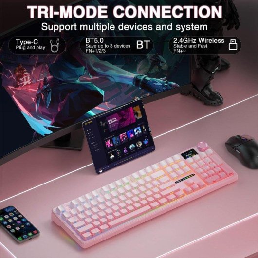 Teclado Aula F108 Pro mecánico inalámbrico RGB hot-swap full size