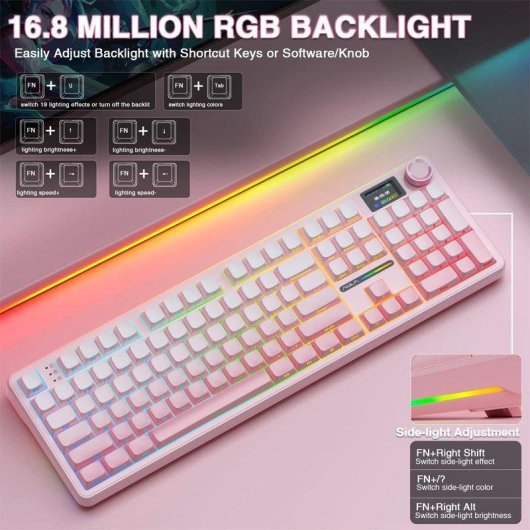 Teclado Aula F108 Pro mecánico inalámbrico RGB hot-swap full size