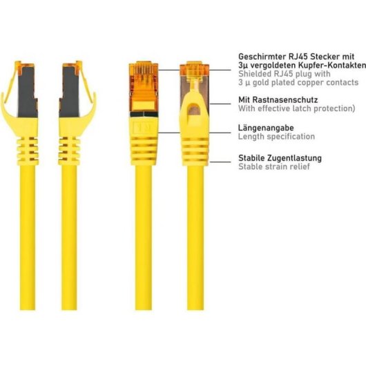 Cable Patch Varia CAT7 RJ45 0,25 m Amarillo S/FTP Slim