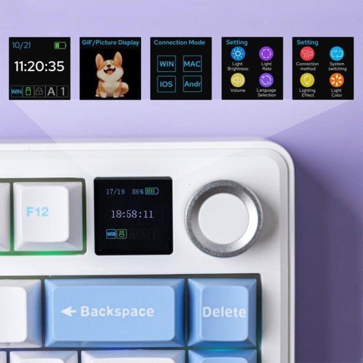 Teclado Aula F75 Max mecánico inalámbrico 75% con pantalla TFT y RGB