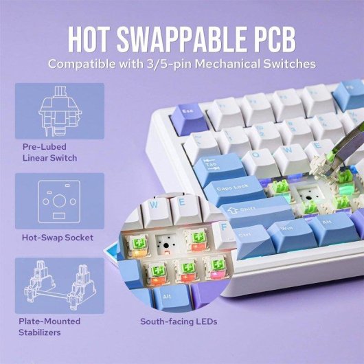 Teclado Aula F75 Max mecánico inalámbrico 75% con pantalla TFT y RGB