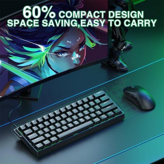 Teclado Aula Win60 HE magnético compacto con switches Hall Effect y RGB