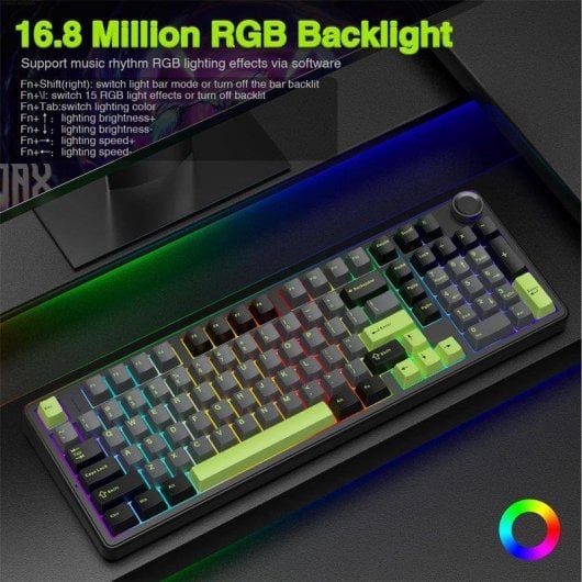 Teclado Aula F99 Pro mecánico inalámbrico tri-mode hot-swappable RGB