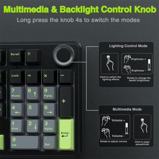 Teclado Aula F99 Pro mecánico inalámbrico tri-mode hot-swappable RGB