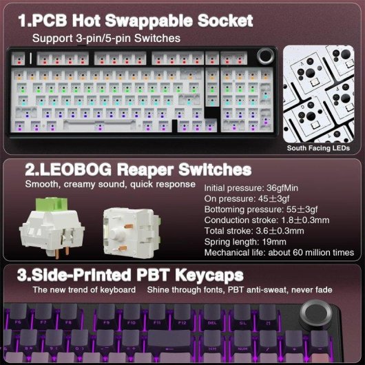 Teclado Aula F99 Pro mecánico compacto 96% Hot-swappable RGB 8000mAh